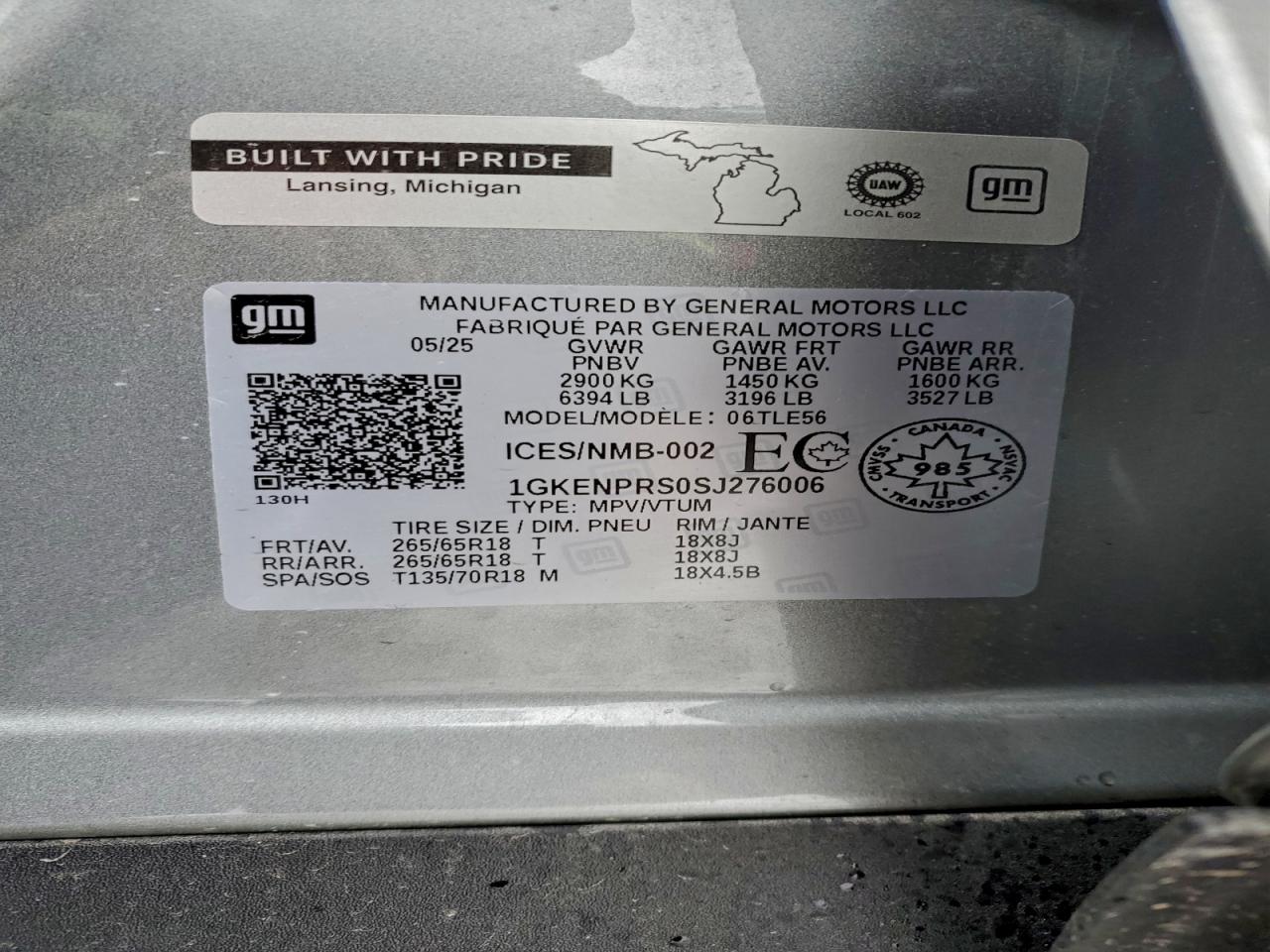 2025 GMC Acadia At4 VIN: 1GKENPRS0SJ276006 Lot: 92910955