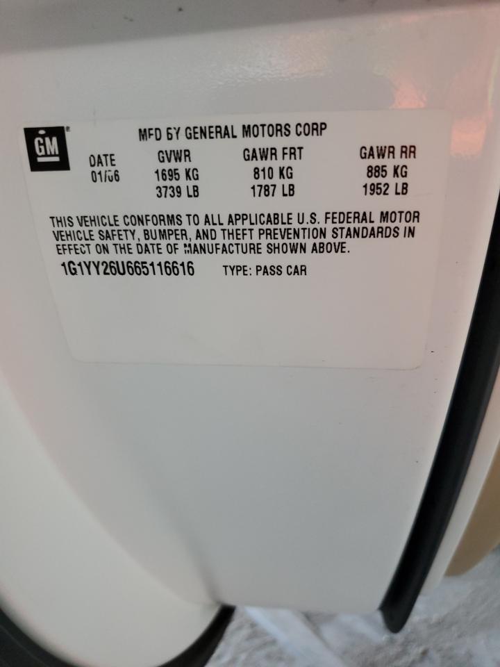 2006 Chevrolet Corvette VIN: 1G1YY26U665116616 Lot: 93056145