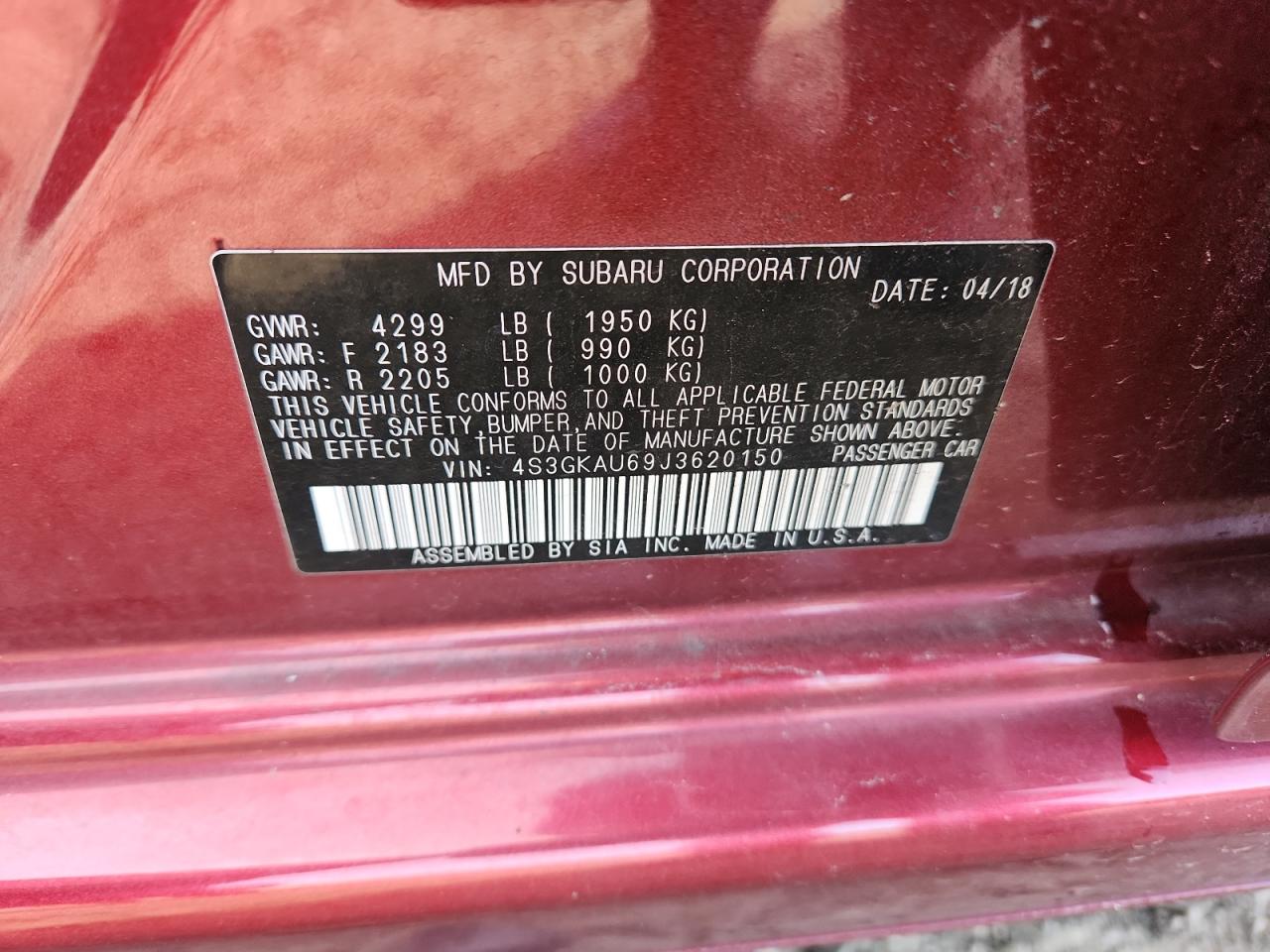 2018 Subaru Impreza Limited VIN: 4S3GKAU69J3620150 Lot: 92694065