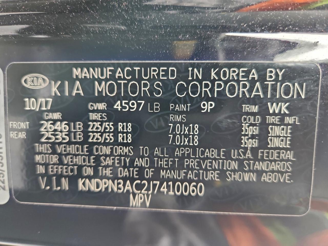 2018 Kia Sportage Ex VIN: KNDPN3AC2J7410060 Lot: 93951625