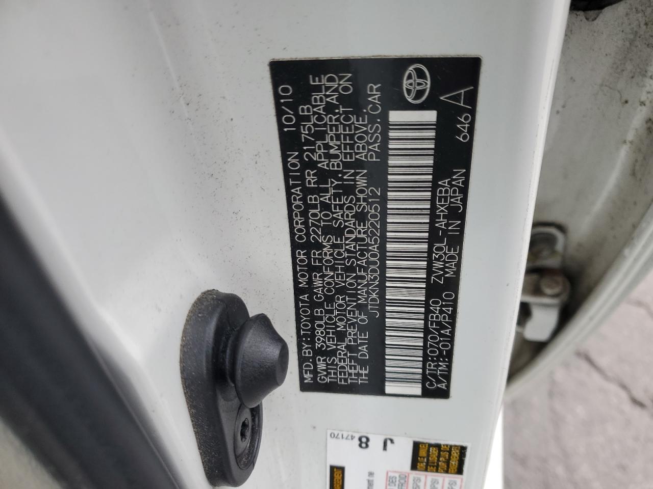 2010 Toyota Prius VIN: JTDKN3DU0A5220512 Lot: 91824765