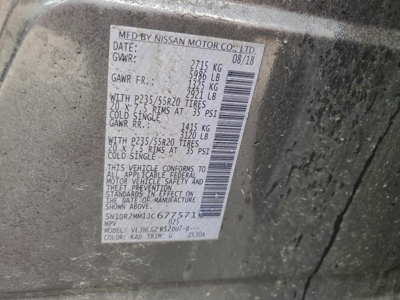 2018 Nissan Pathfinder S VIN: 5N1DR2MM1JC677571 Lot: 93671425