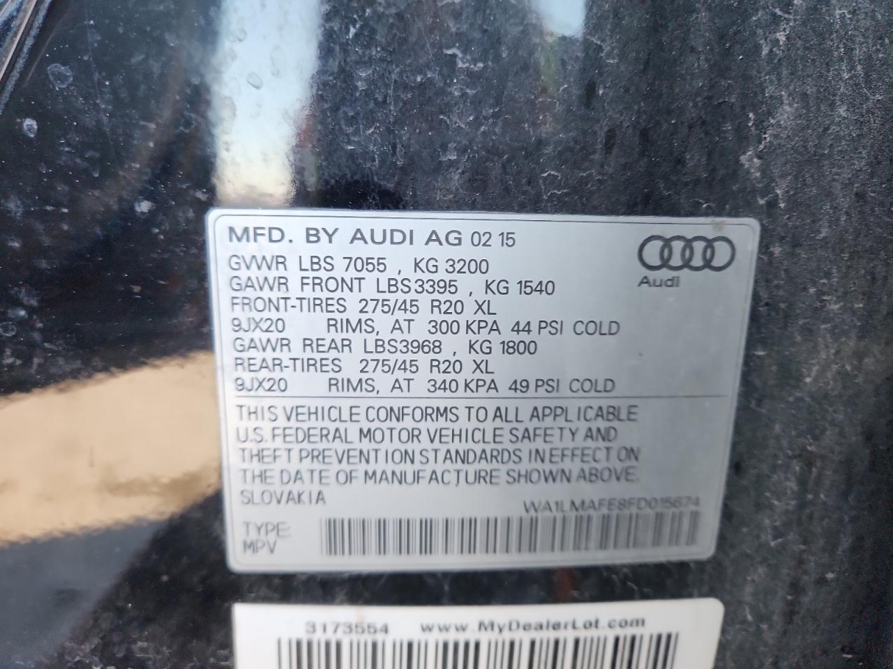 2015 Audi Q7 Tdi Premium Plus VIN: WA1LMAFE8FD015674 Lot: 91278405