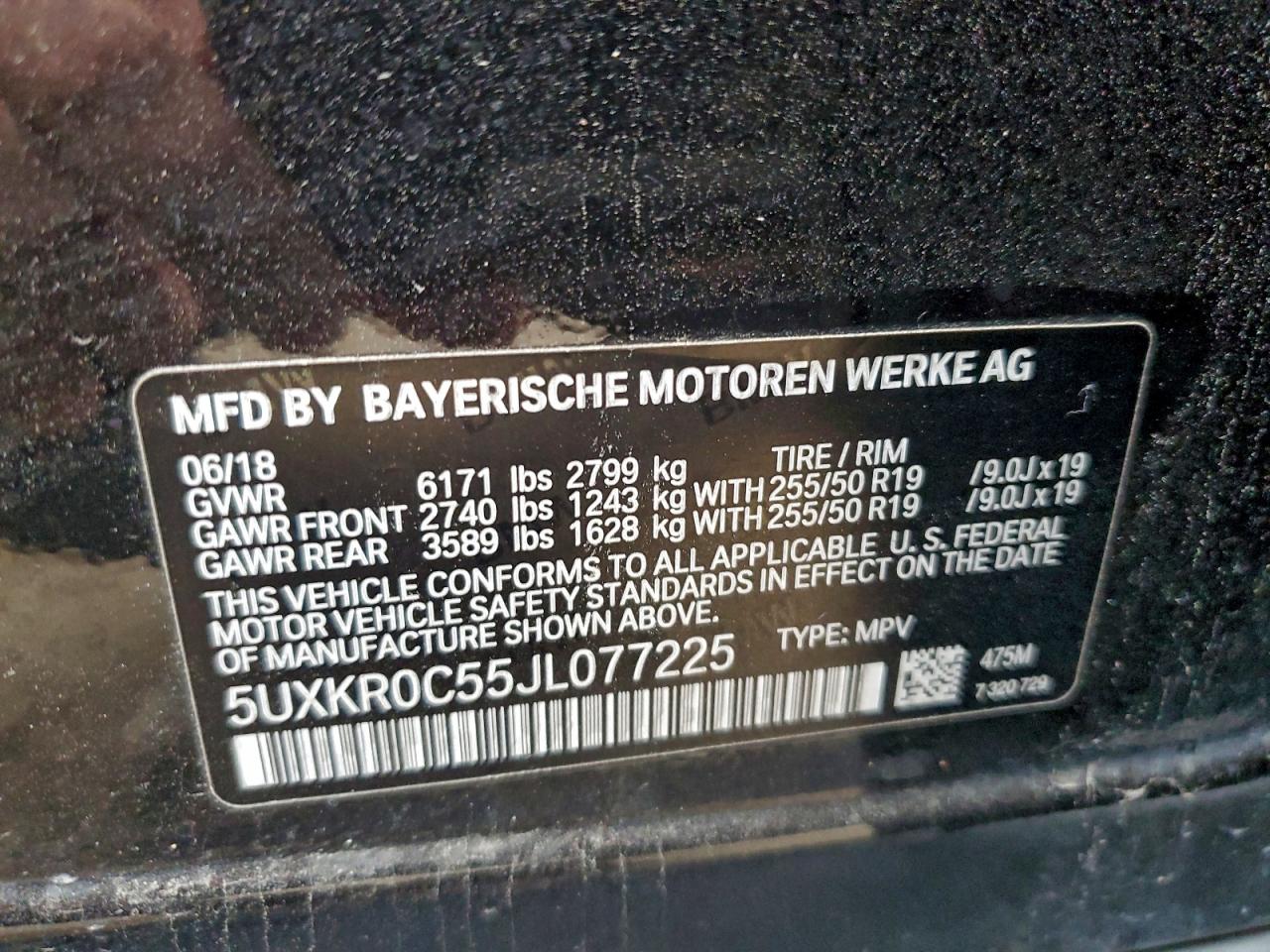 2018 BMW X5 xDrive35I VIN: 5UXKR0C55JL077225 Lot: 93969195