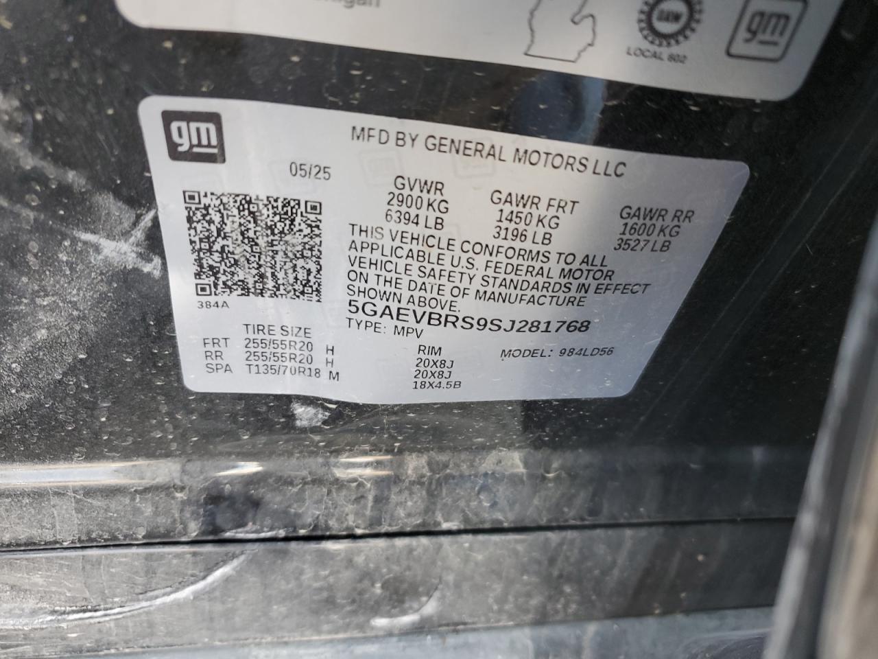 2025 Buick Enclave Sport Touring VIN: 5GAEVBRS9SJ281768 Lot: 91969605