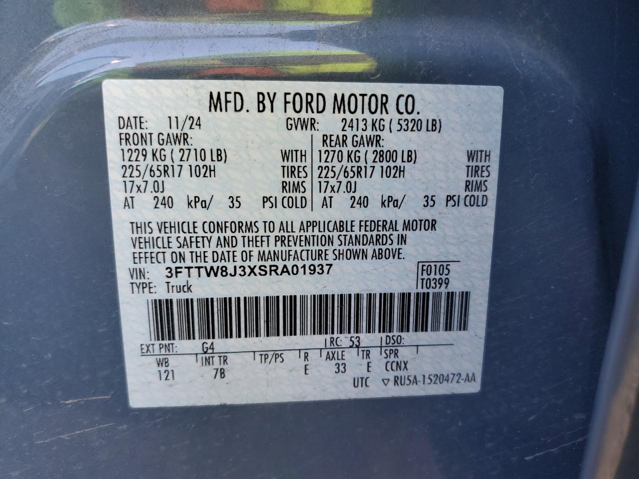 2025 Ford Maverick Xlt VIN: 3FTTW8J3XSRA01937 Lot: 90529445