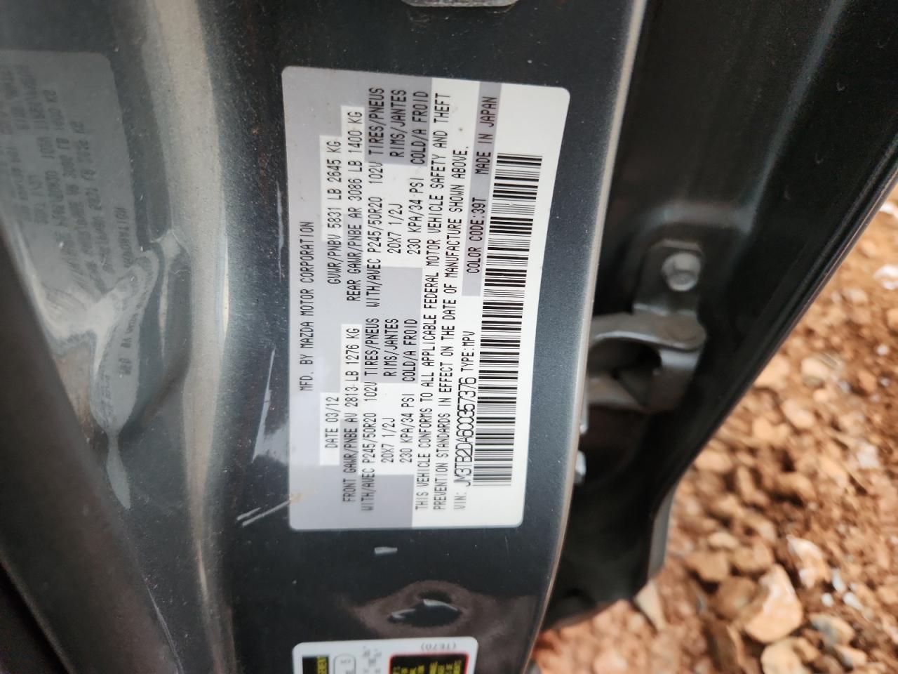 2012 Mazda Cx-9 VIN: JM3TB2DA6C0357376 Lot: 91860805