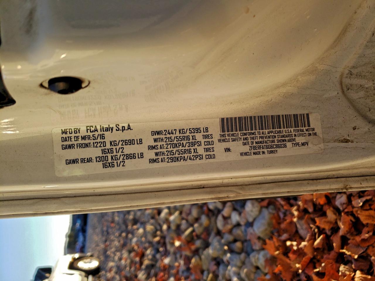 2016 Ram Promaster City VIN: ZFBERFAT6G6C86036 Lot: 94215945