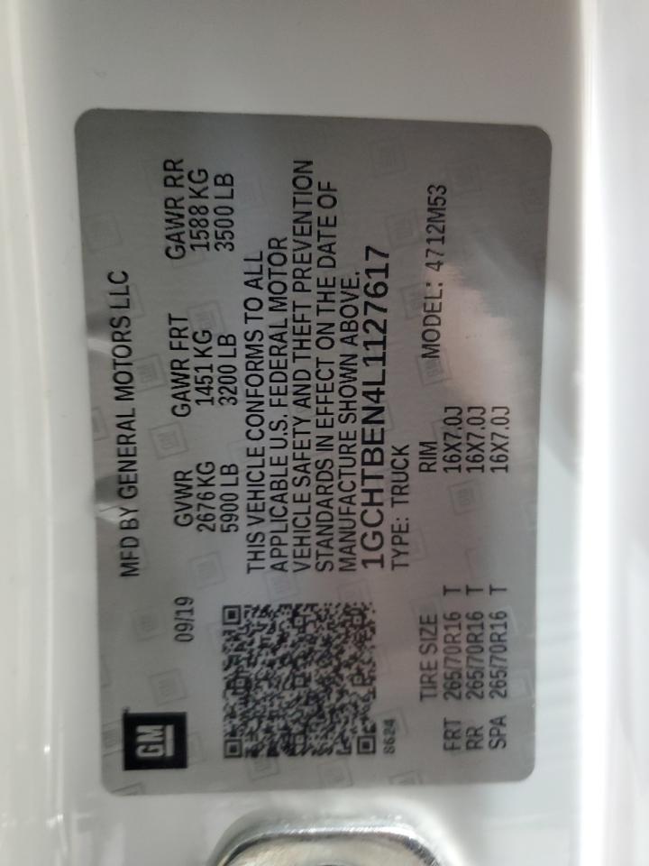 2020 Chevrolet Colorado VIN: 1GCHTBEN4L1127617 Lot: 91775275