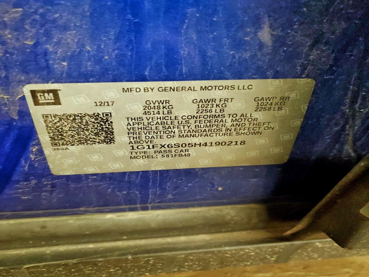 2017 Chevrolet Bolt Ev Premier VIN: 1G1FX6S05H4190218 Lot: 94318995