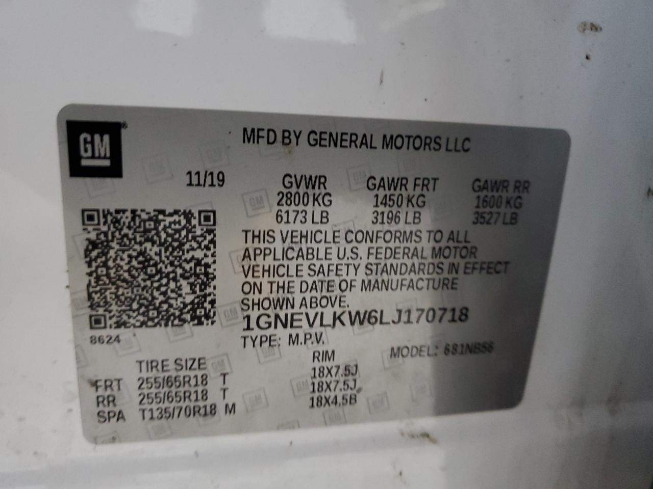 2020 Chevrolet Traverse Ls VIN: 1GNEVLKW6LJ170718 Lot: 92505815