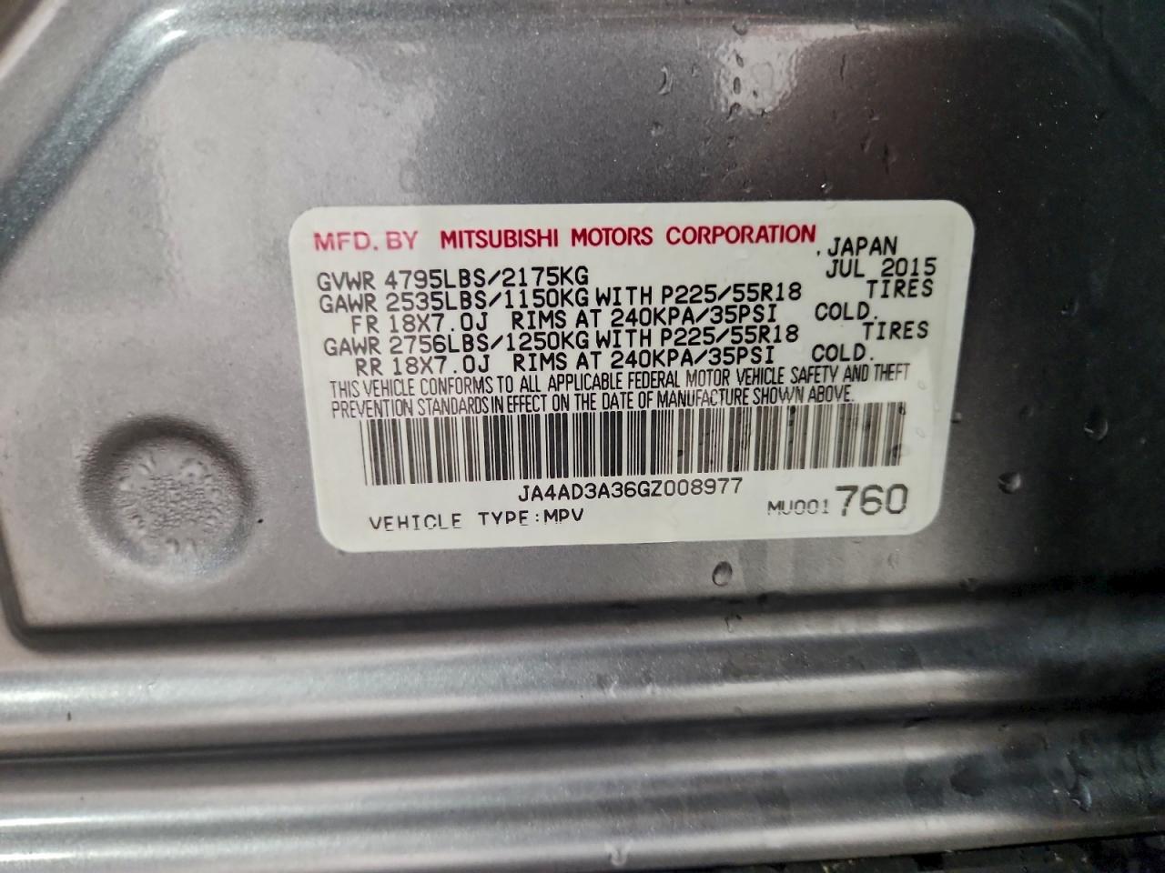 2016 Mitsubishi Outlander Se VIN: JA4AD3A36GZ008977 Lot: 94471435