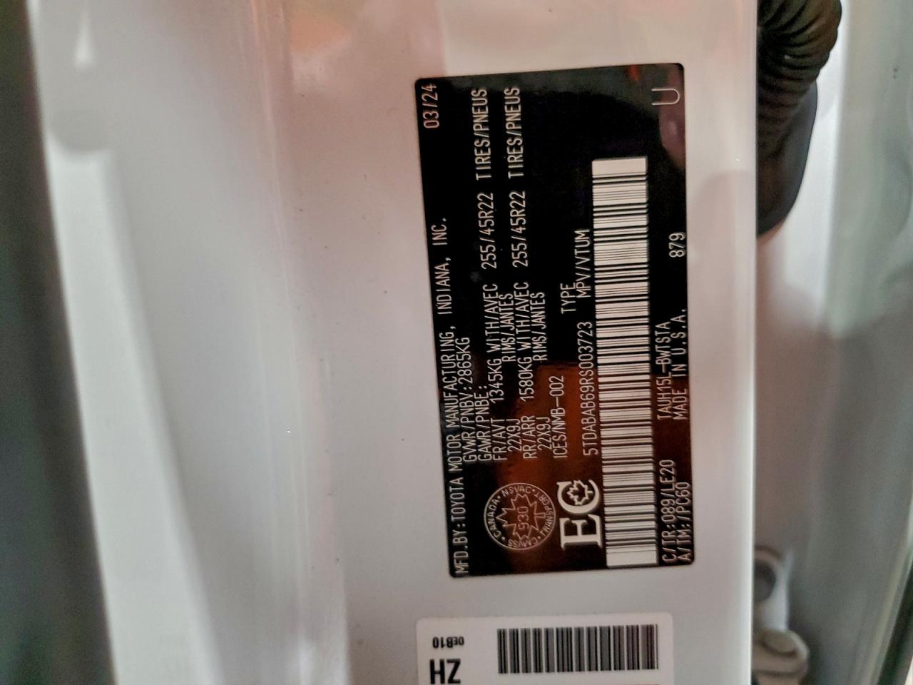 2024 Lexus Tx 500H F Sport Premium VIN: 5TDABAB69RS003723 Lot: 93824795