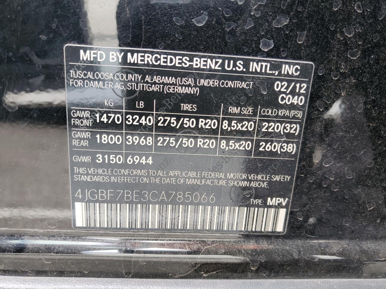 2012 Mercedes-Benz Gl 450 4Matic VIN: 4JGBF7BE3CA785066 Lot: 92495555