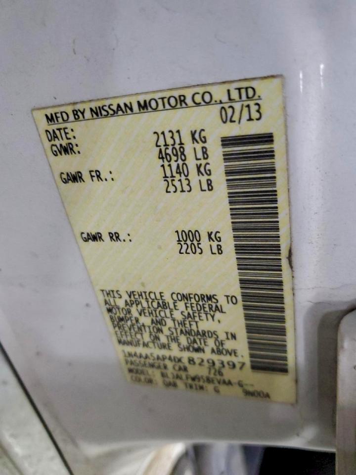 2013 Nissan Maxima S VIN: 1N4AA5AP4DC829397 Lot: 93444135