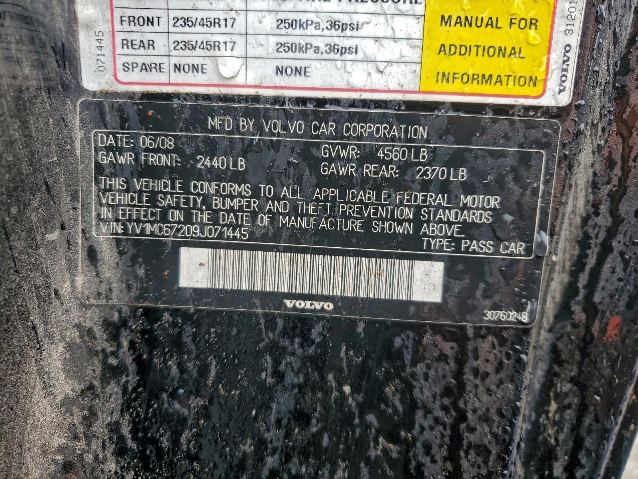 2009 Volvo C70 T5 VIN: YV1MC67209J071445 Lot: 94327125