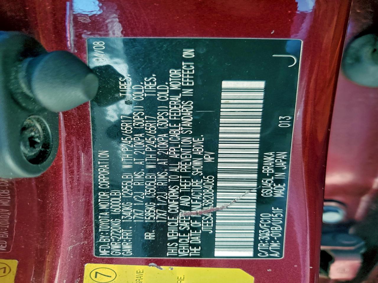 2008 Toyota Highlander VIN: JTEES41A382084065 Lot: 92455235