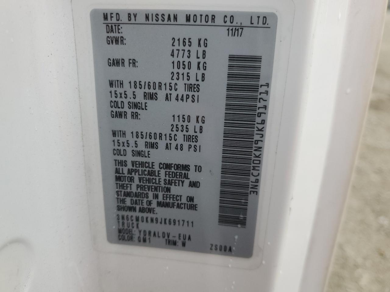 2018 Nissan Nv200 2.5S VIN: 3N6CM0KN9JK691711 Lot: 87348625