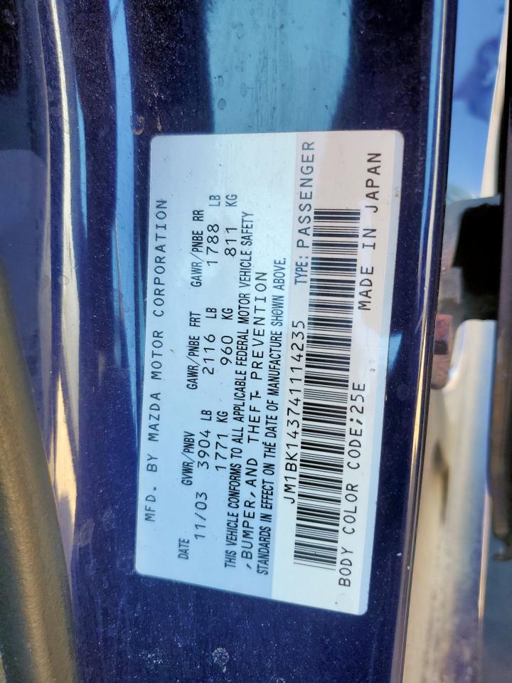 2004 Mazda 3 Hatchback VIN: JM1BK143741114235 Lot: 90833545