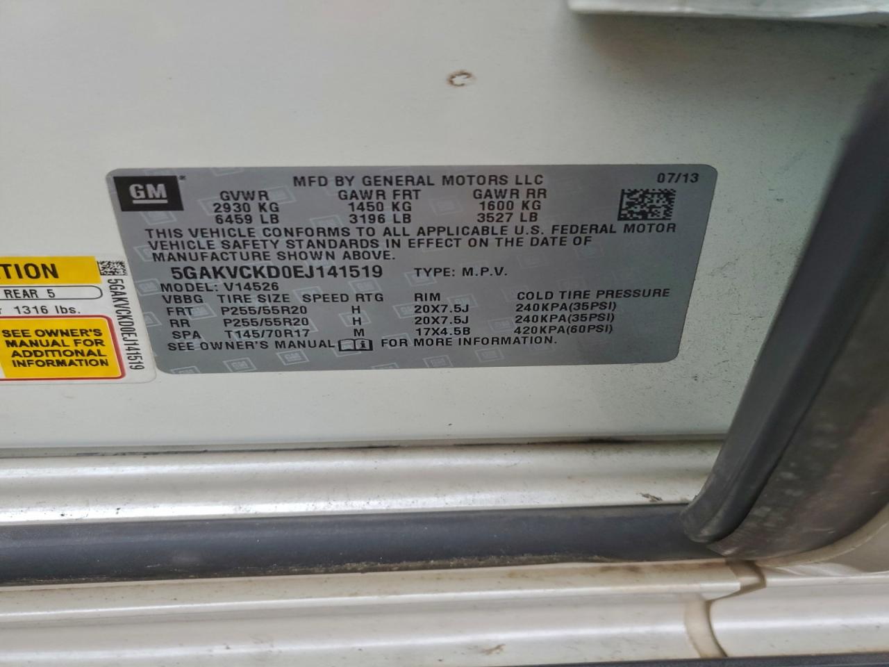 2014 Buick Enclave VIN: 5GAKVCKD0EJ141519 Lot: 93233985