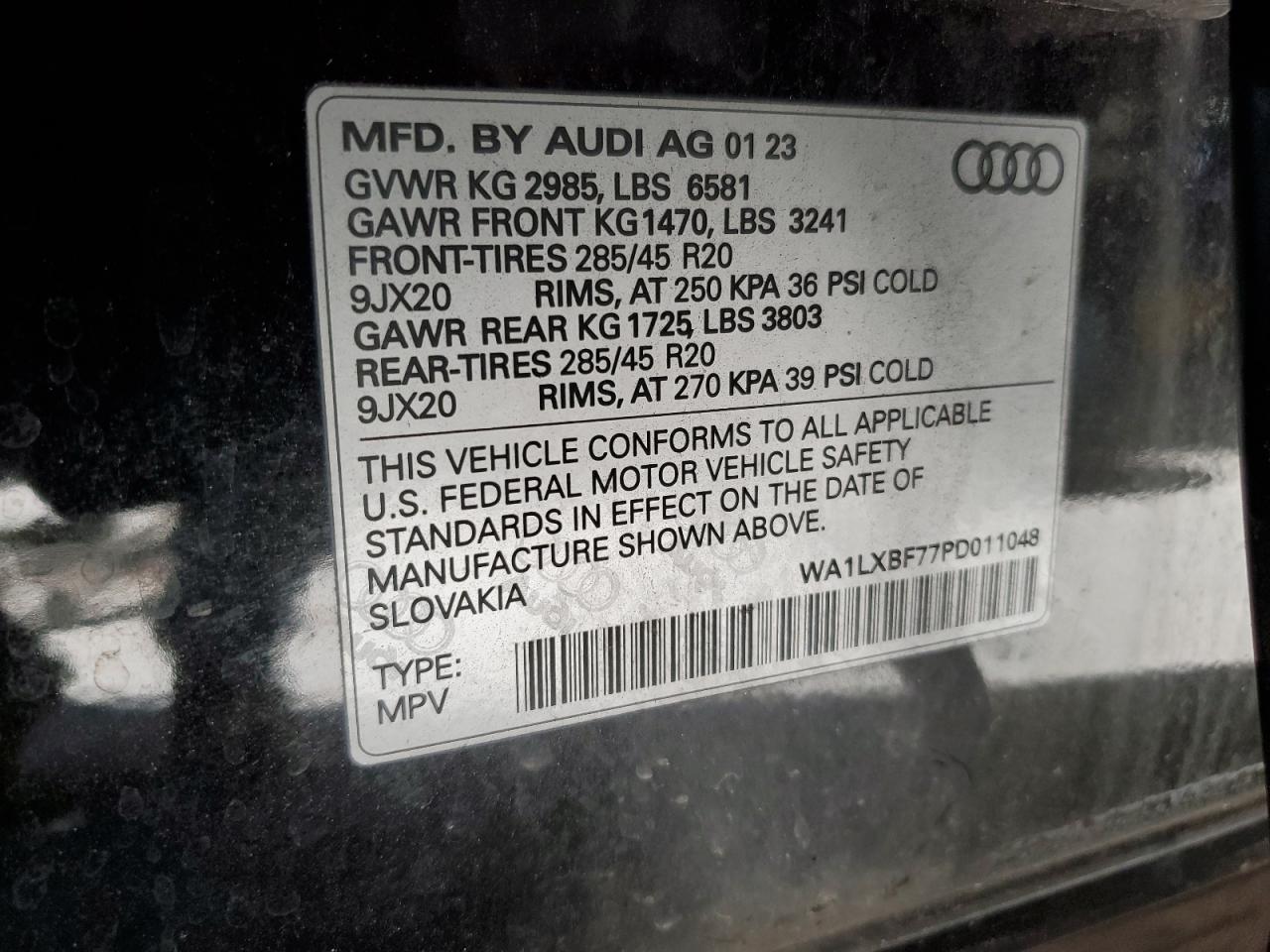 2023 Audi Q7 Premium Plus VIN: WA1LXBF77PD011048 Lot: 91565755