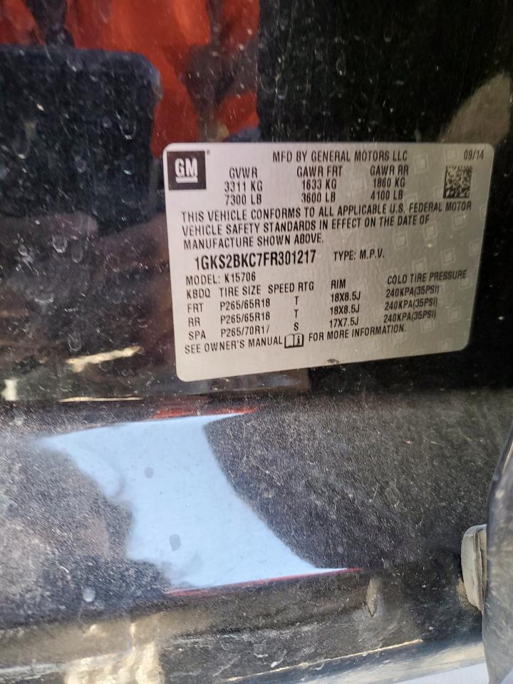 2015 GMC Yukon Slt VIN: 1GKS2BKC7FR301217 Lot: 93031035