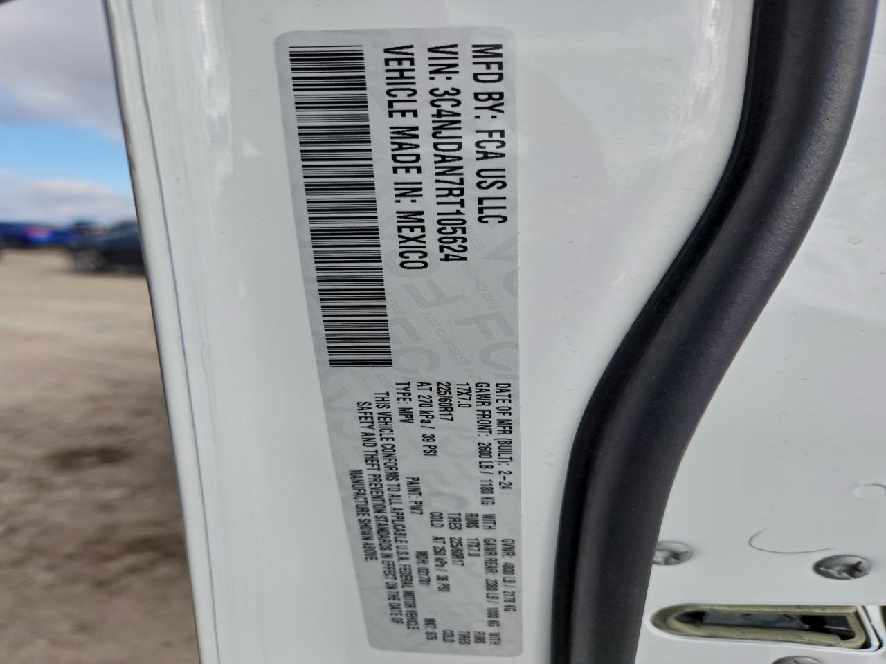 2024 Jeep Compass Sport VIN: 3C4NJDAN7RT105624 Lot: 93808835