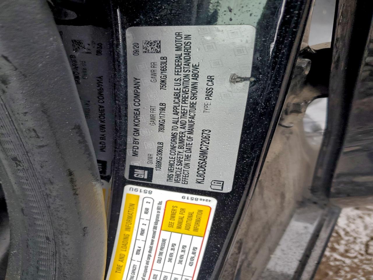 2021 Chevrolet Spark 1Lt VIN: KL8CD6SA9MC720873 Lot: 92238205