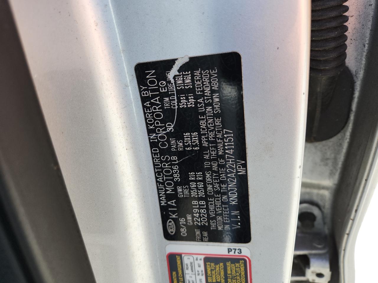 2017 Kia Soul VIN: KNDJN2A22H7411517 Lot: 91999255