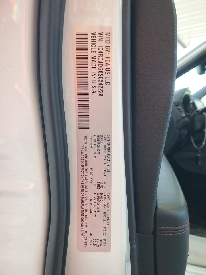 2025 Dodge Durango Gt VIN: 1C4RDJDG6SC542228 Lot: 92486605