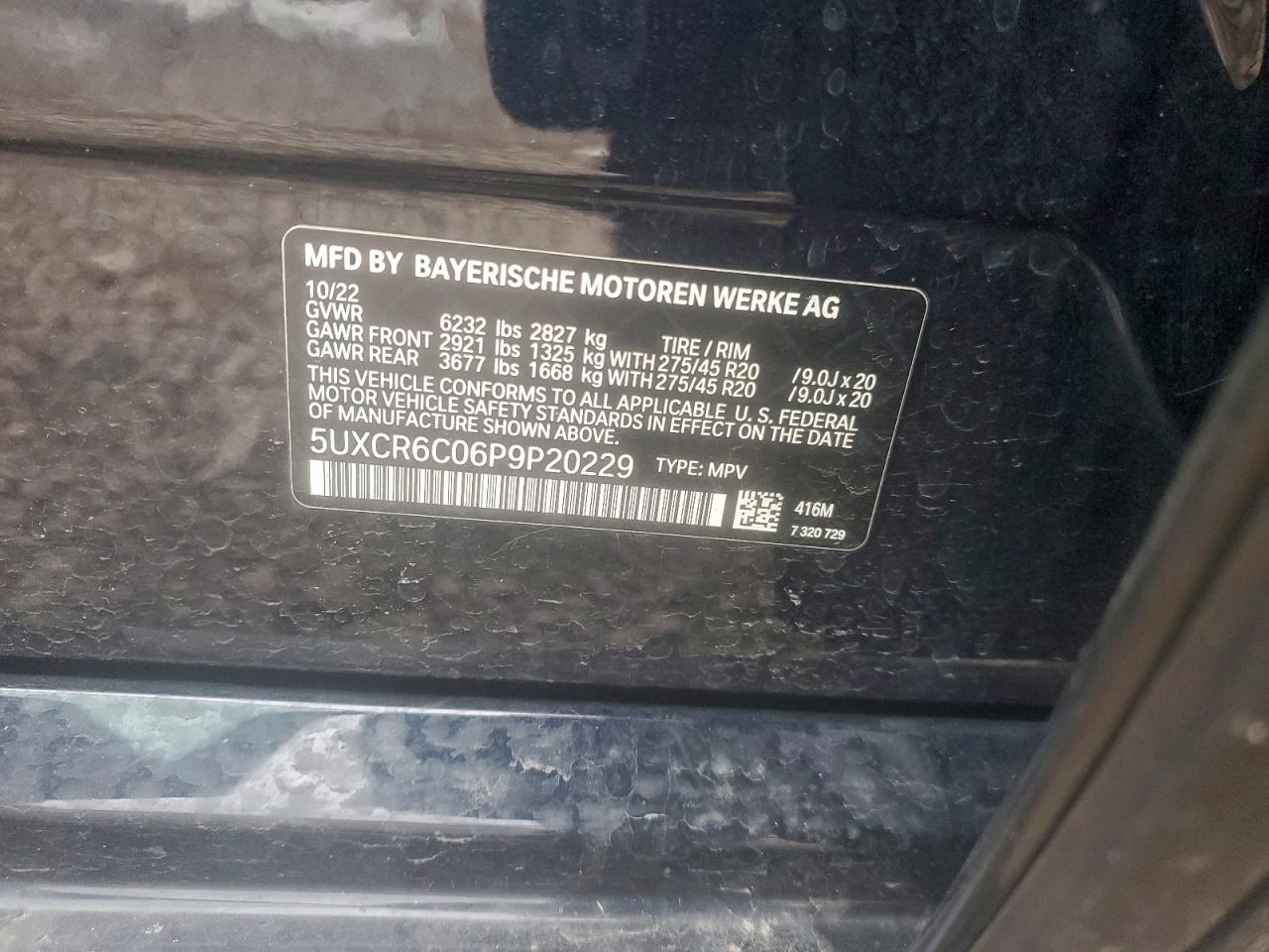 2023 BMW X5 xDrive40I VIN: 5UXCR6C06P9P20229 Lot: 94529025