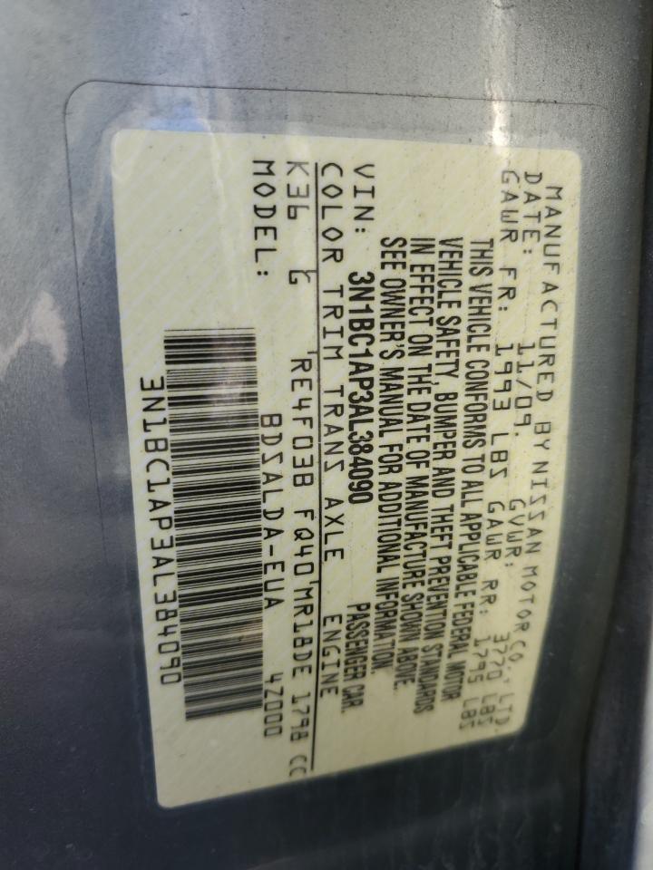 2010 Nissan Versa S VIN: 3N1BC1AP3AL384090 Lot: 93389175