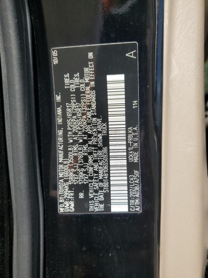 2006 Toyota Tundra Double Cab Limited VIN: 5TBDT48106S509386 Lot: 91830385