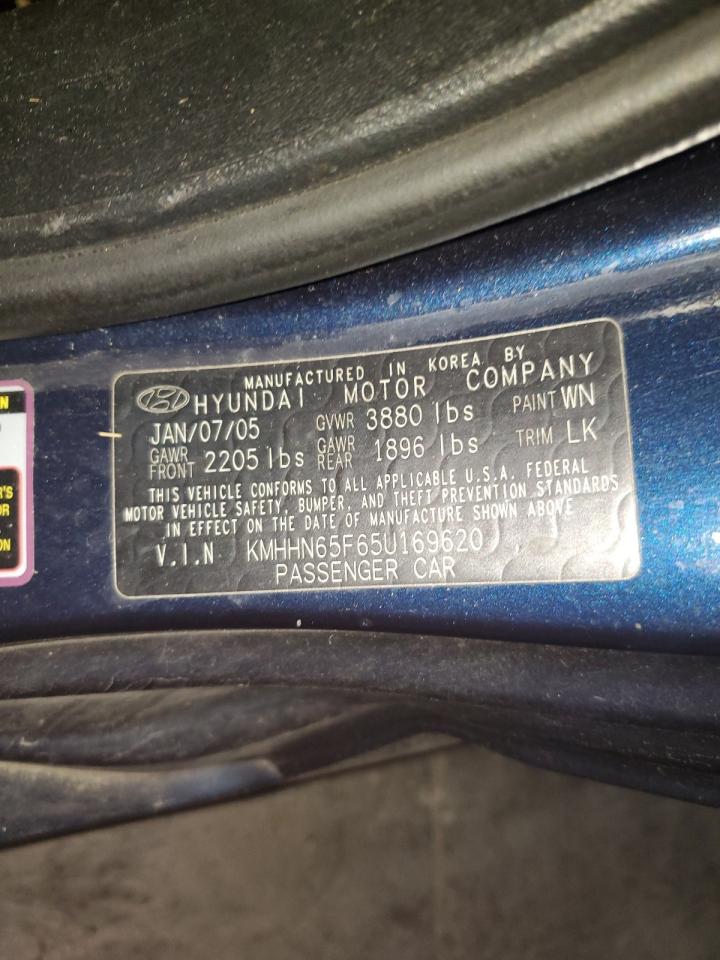 2005 Hyundai Tiburon Gt VIN: KMHHN65F65U169620 Lot: 91893745