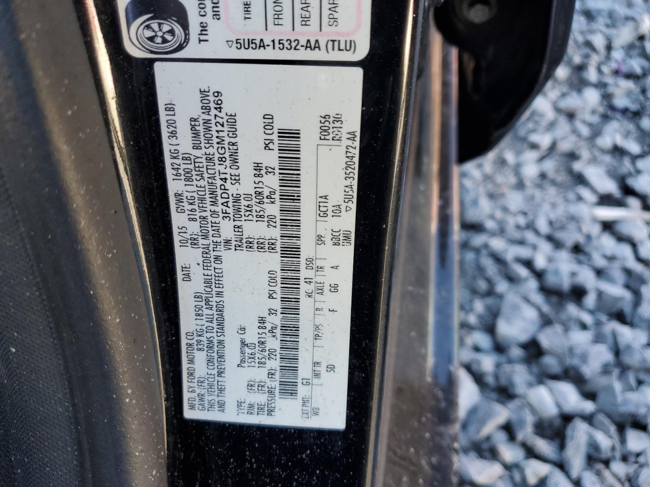 2016 Ford Fiesta S VIN: 3FADP4TJ8GM127469 Lot: 91675895