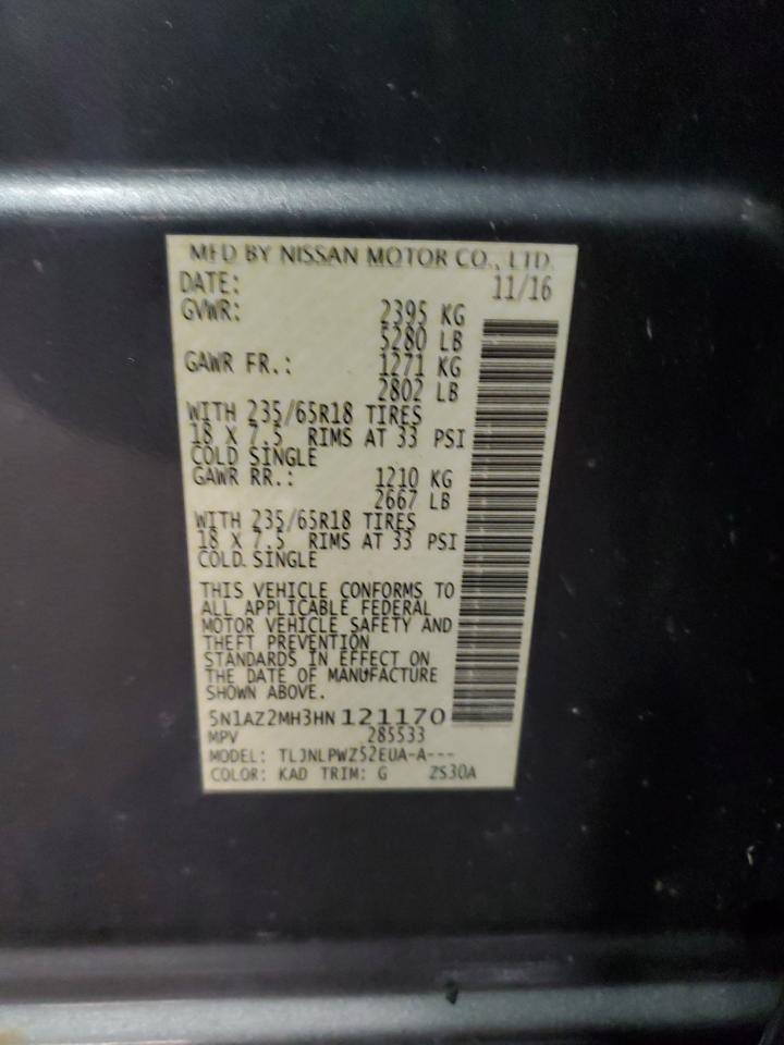 2017 Nissan Murano S VIN: 5N1AZ2MH3HN121170 Lot: 93240755