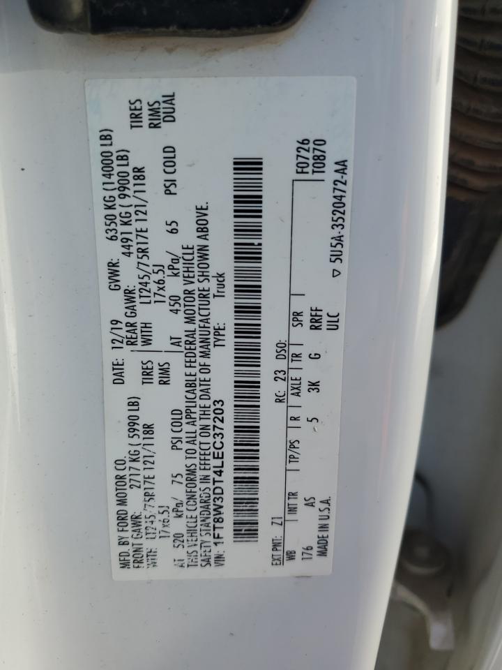 2020 Ford F350 Super Duty VIN: 1FT8W3DT4LEC37203 Lot: 85405365