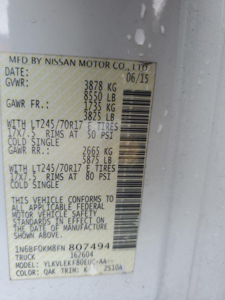 2015 Nissan Nv 1500 VIN: 1N6BF0KM8FN807494 Lot: 91857135