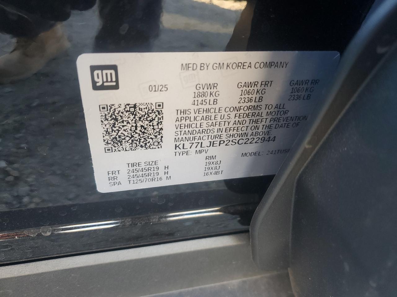 2025 Chevrolet Trax 2Rs VIN: KL77LJEP2SC222944 Lot: 92306345