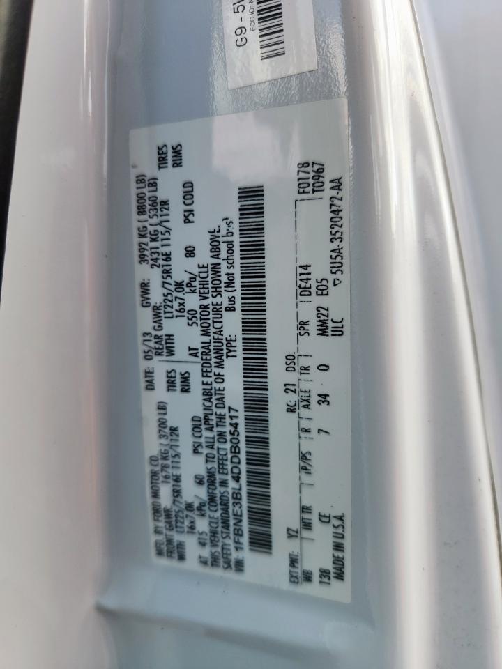 2013 Ford Econoline E350 Super Duty Wagon VIN: 1FBNE3BL4DDB05417 Lot: 92718795