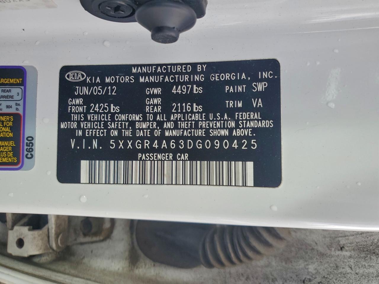 2013 Kia Optima Sx VIN: 5XXGR4A63DG090425 Lot: 94157675