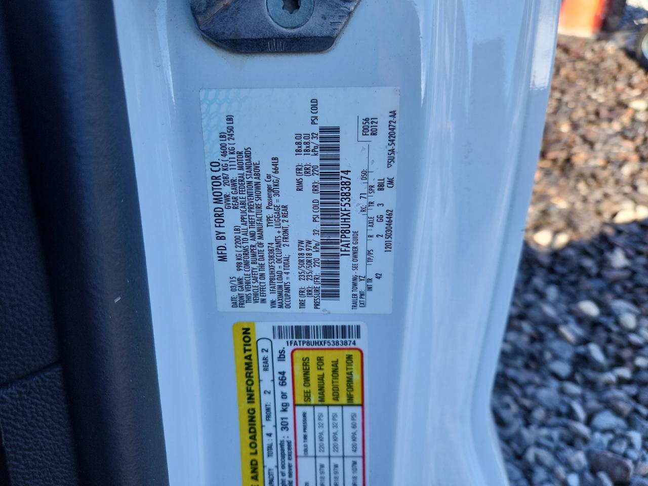 2015 Ford Mustang VIN: 1FATP8UHXF5383874 Lot: 92500525