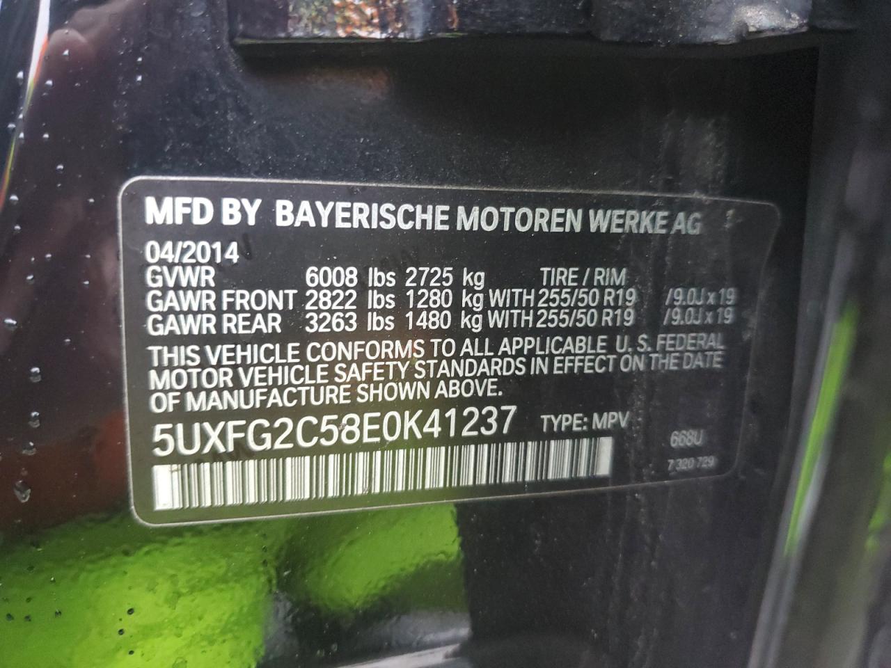 2014 BMW X6 xDrive35I VIN: 5UXFG2C58E0K41237 Lot: 93113395