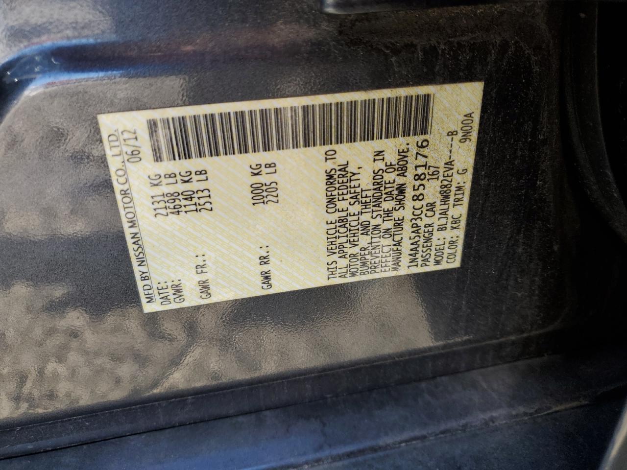 2006 Nissan Maxima S VIN: 1N4AA5AP3CC858176 Lot: 92127265