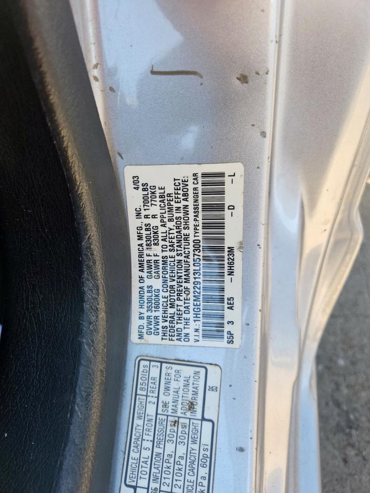 2003 Honda Civic Ex VIN: 1HGEM22913L057300 Lot: 92313575