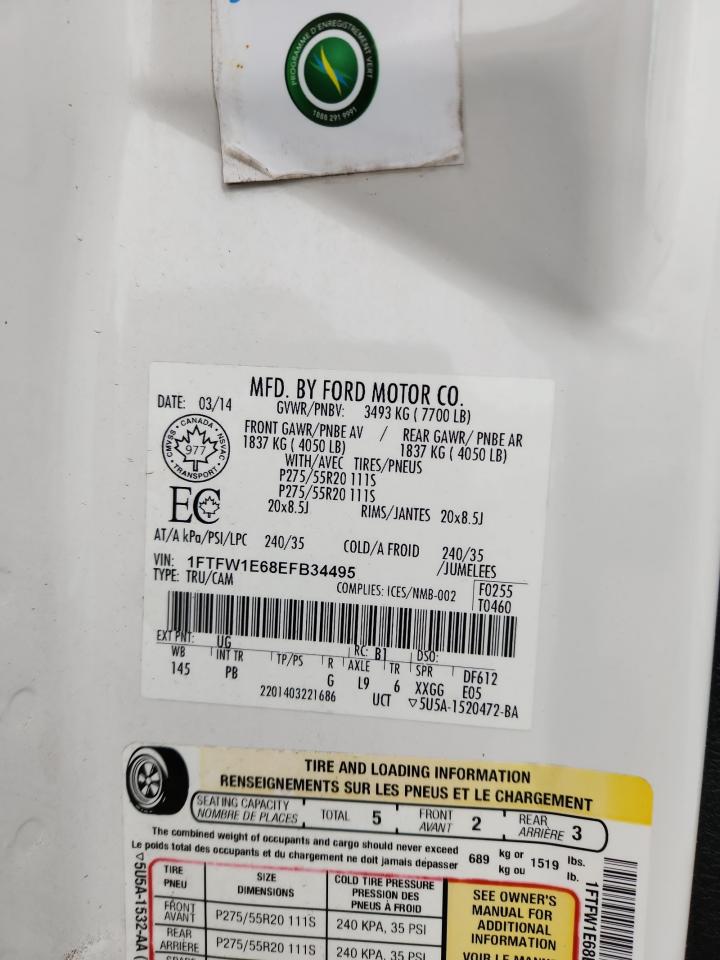 2014 Ford F150 Supercrew VIN: 1FTFW1E68EFB34495 Lot: 93502345