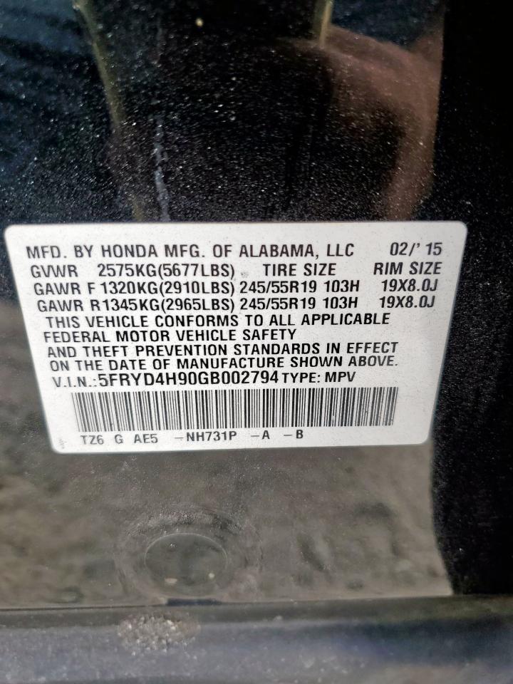2016 Acura Mdx Advance VIN: 5FRYD4H90GB002794 Lot: 93122205