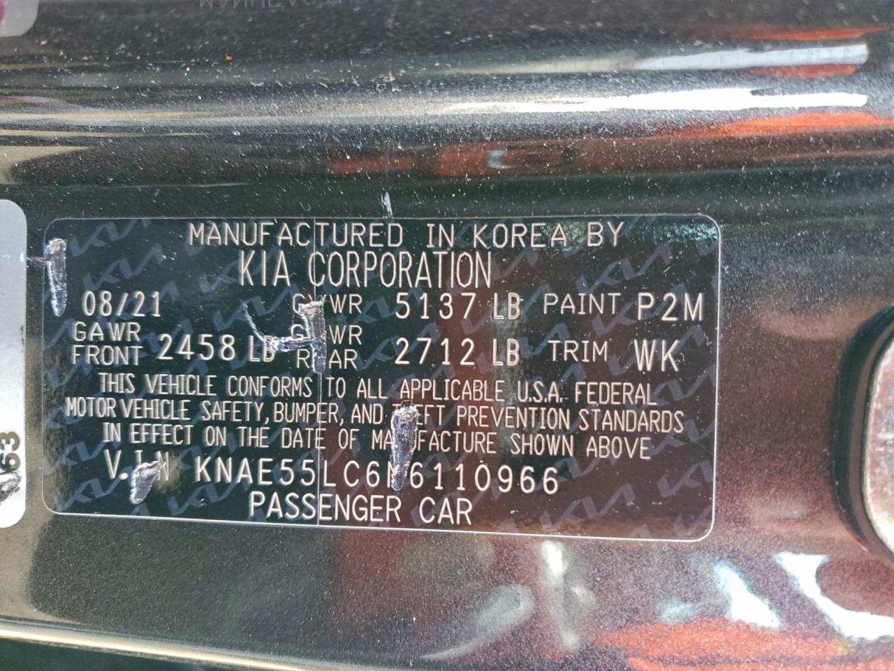 2022 Kia Stinger Gt2 VIN: KNAE55LC6N6110966 Lot: 91491135