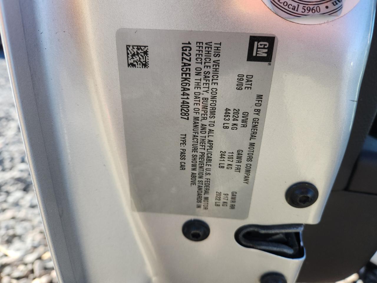 2010 Pontiac G6 VIN: 1G2ZA5EK6A4140287 Lot: 92086675