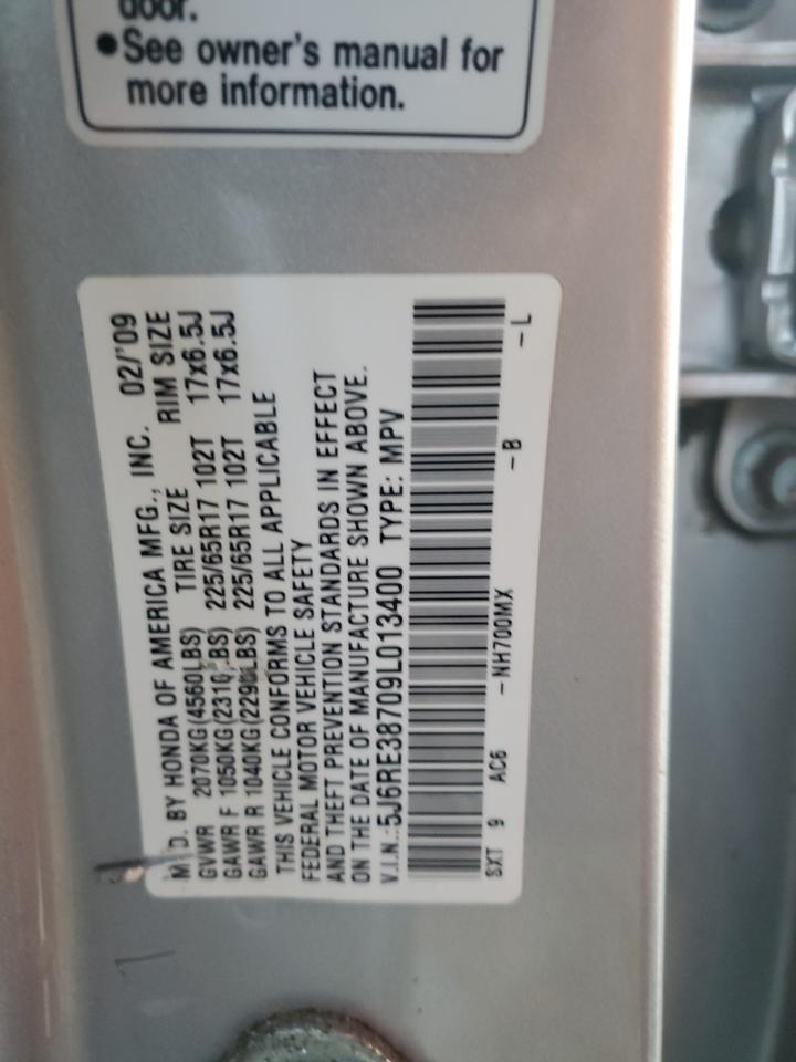 2009 Honda Cr-V Exl VIN: 5J6RE38709L013400 Lot: 91486075